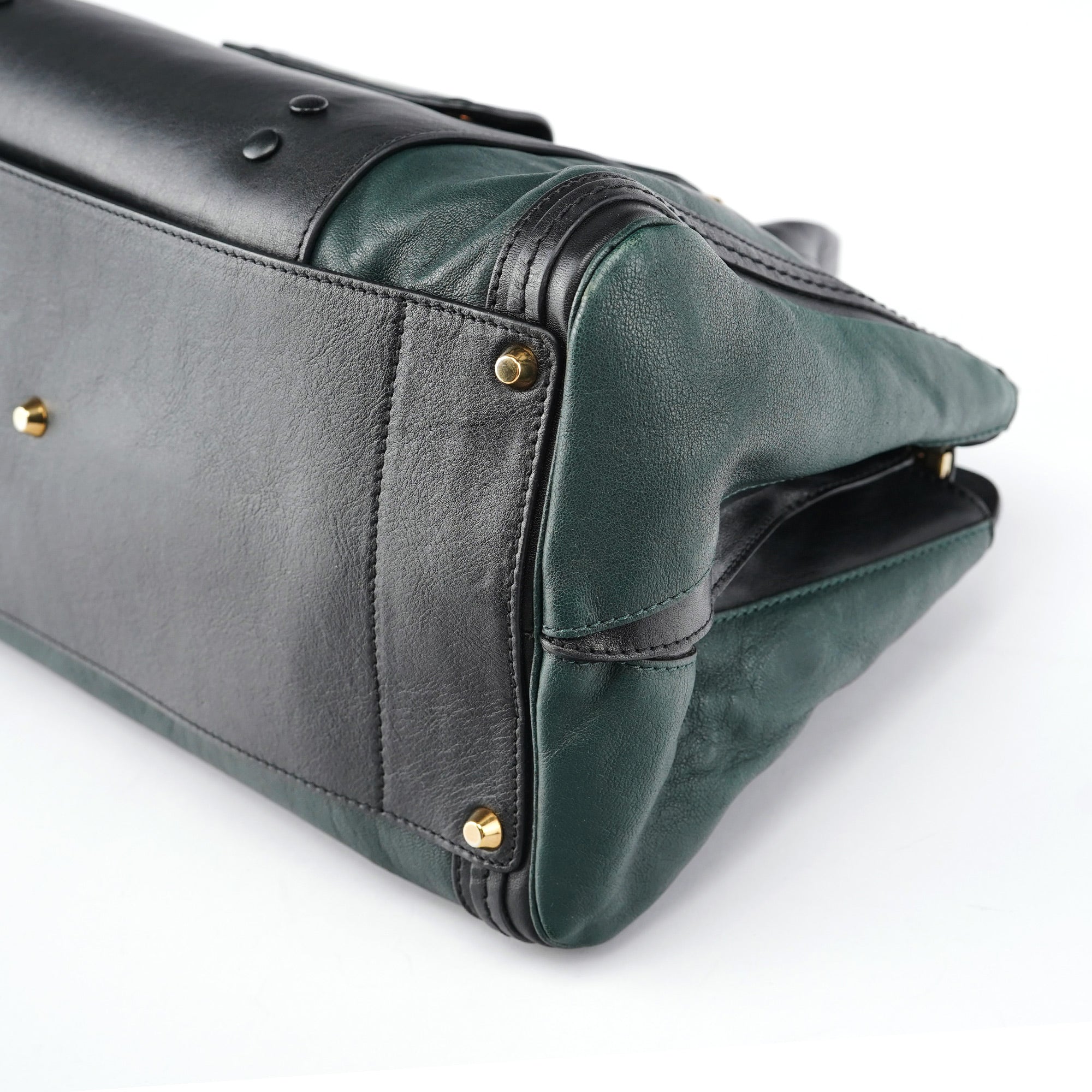 Green Lambskin 2-Way Tote Bag
