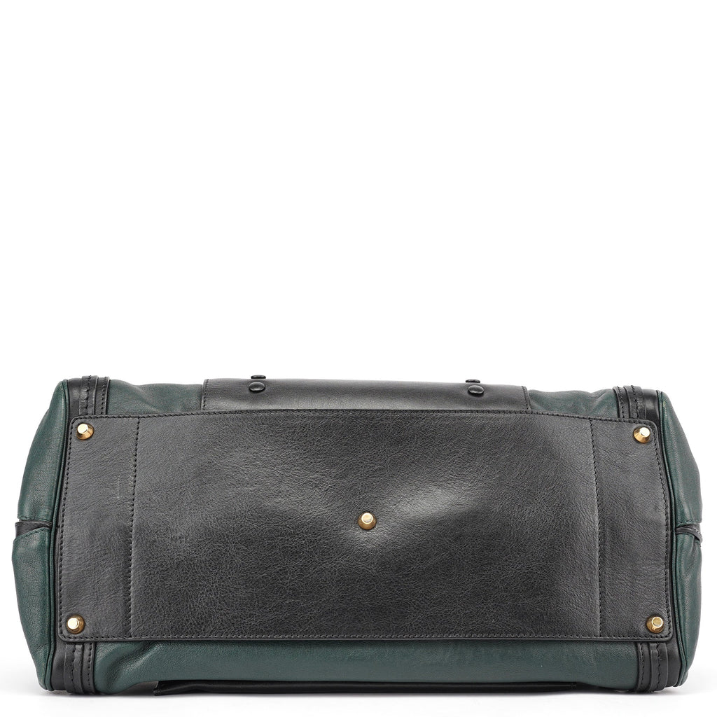 Green Lambskin 2-Way Tote Bag