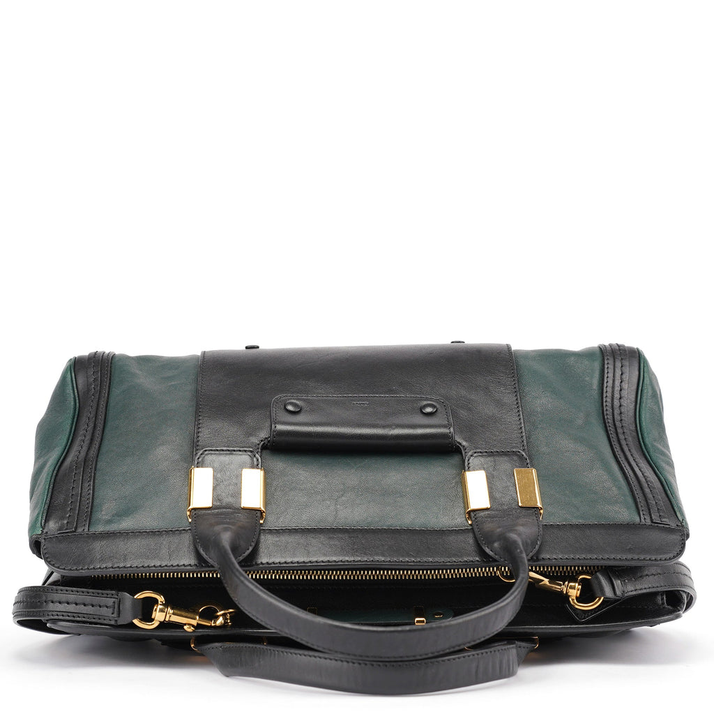 Green Lambskin 2-Way Tote Bag