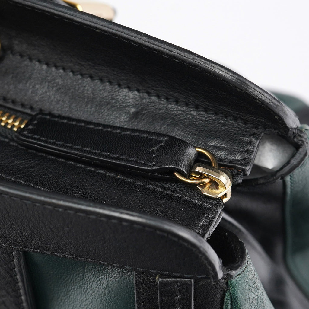 Green Lambskin 2-Way Tote Bag