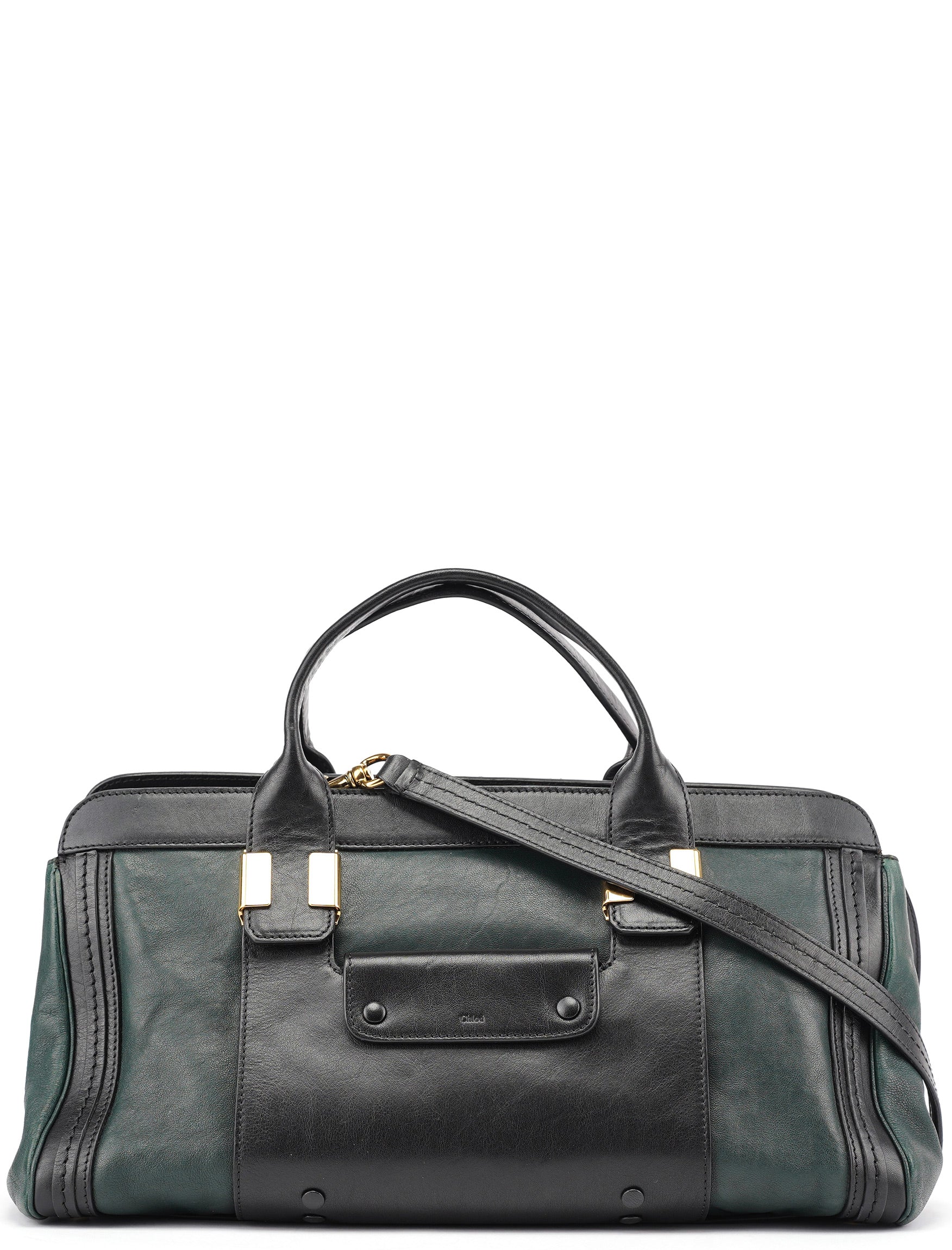 Green Lambskin 2-Way Tote Bag