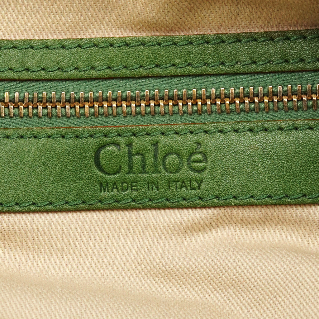 Green Leather Boston Tote Bag