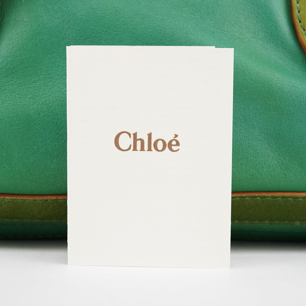 Green Leather Boston Tote Bag
