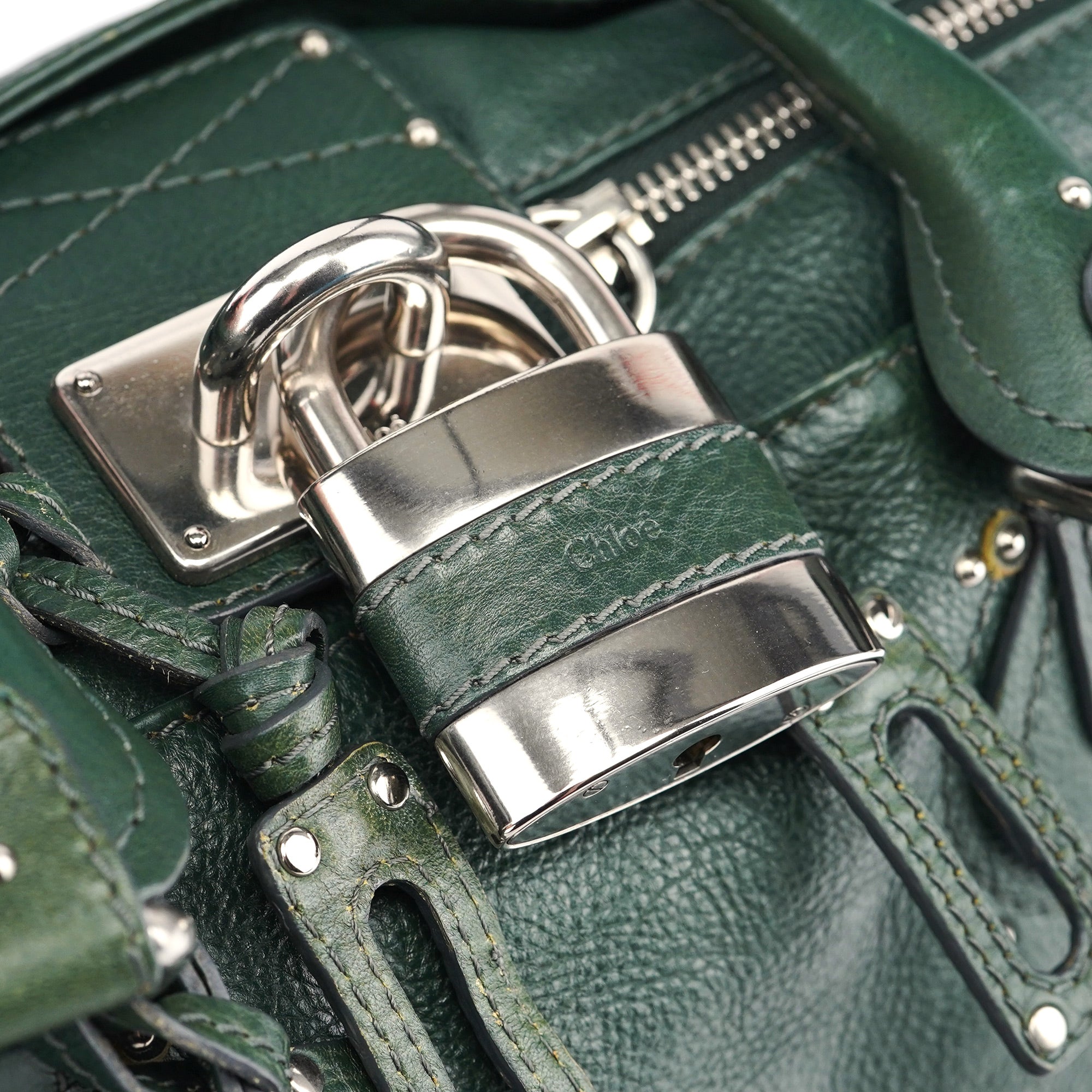 Green Leather Paddington Shoulder Bag