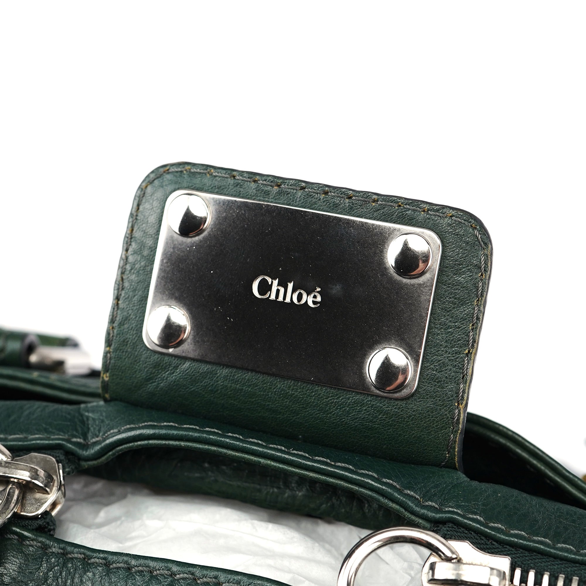 Green Leather Paddington Shoulder Bag