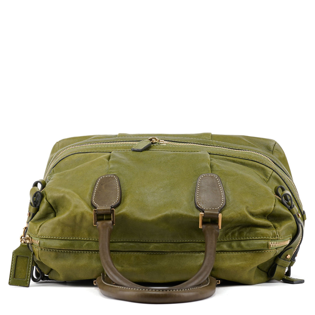 Green Leather Tote Bag