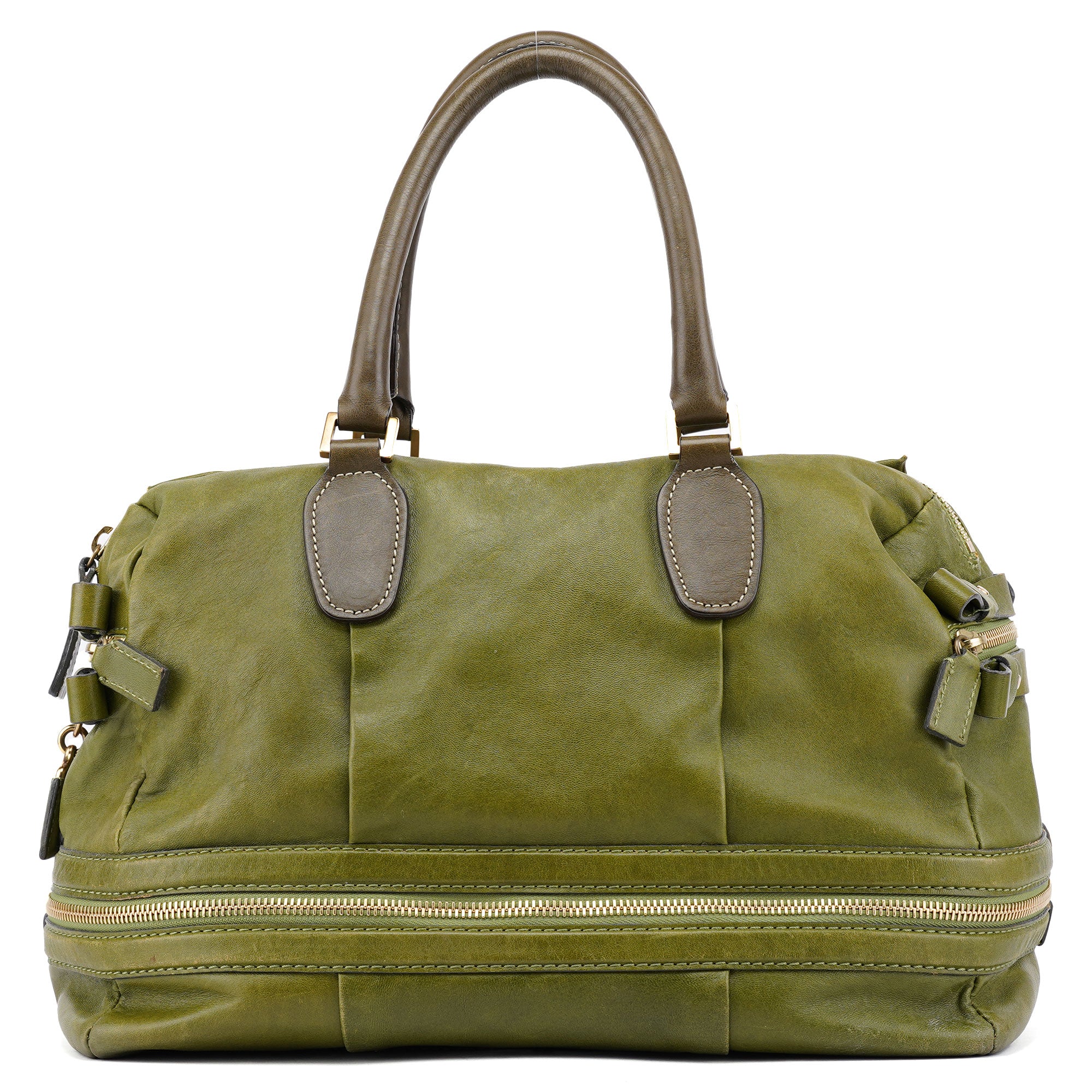 Green Leather Tote Bag