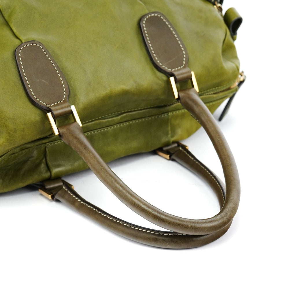 Green Leather Tote Bag