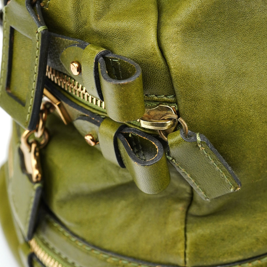 Green Leather Tote Bag