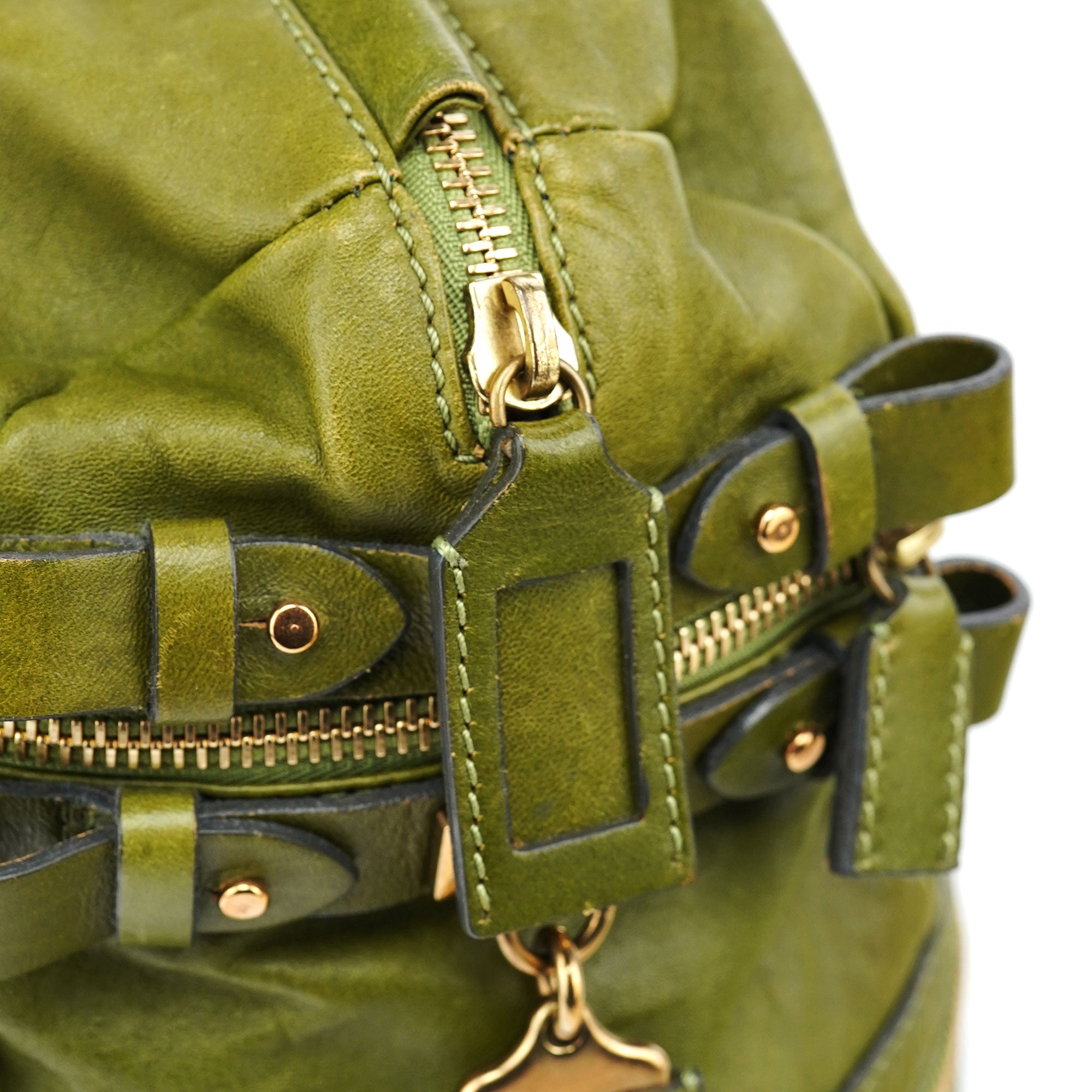 Green Leather Tote Bag
