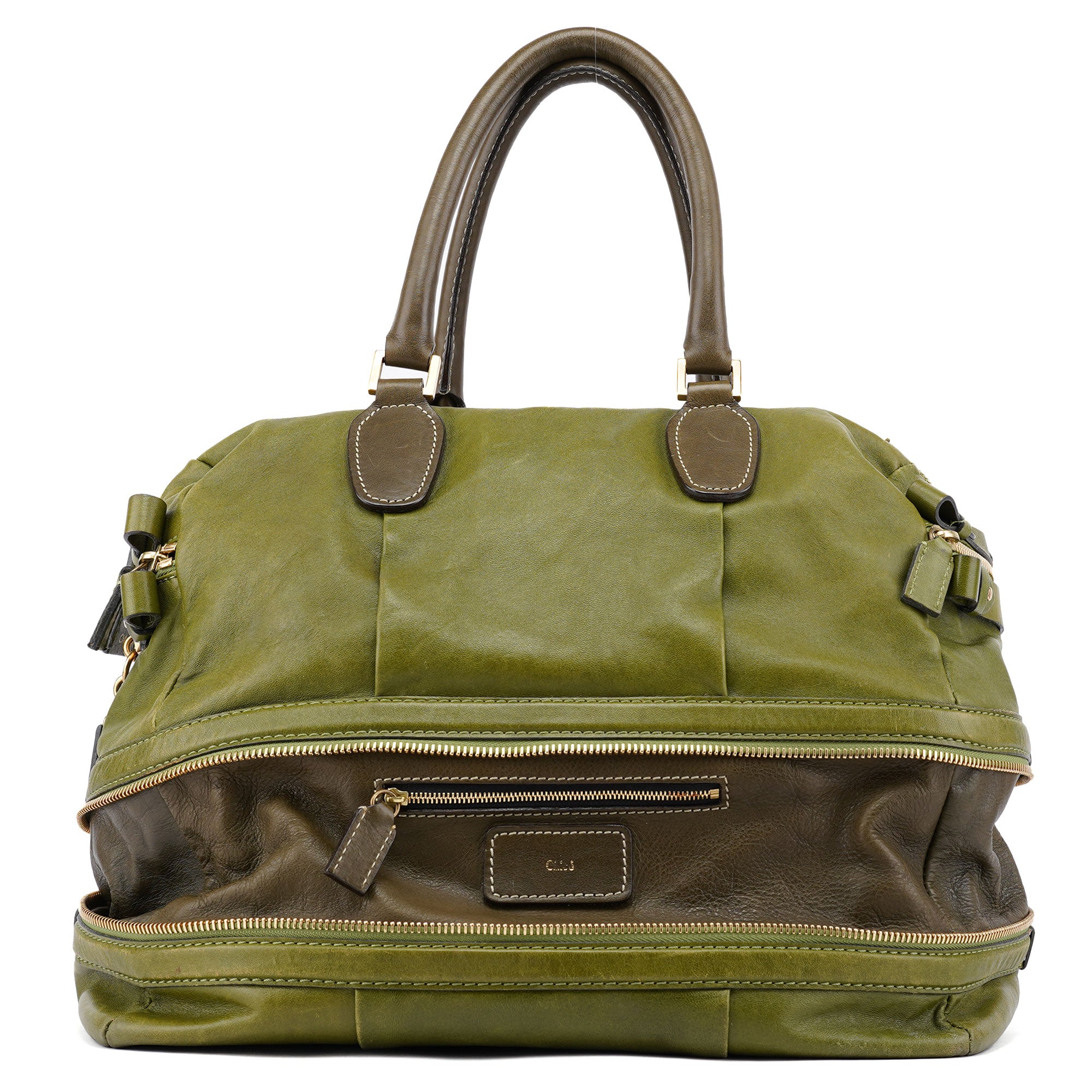 Green Leather Tote Bag