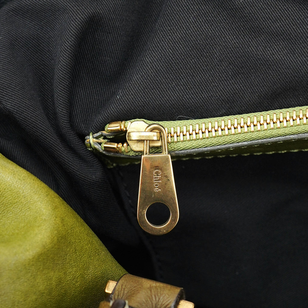 Green Leather Tote Bag