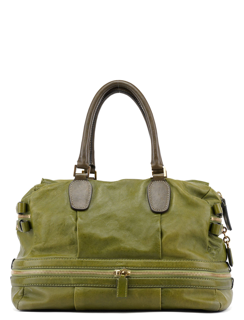 Green Leather Tote Bag