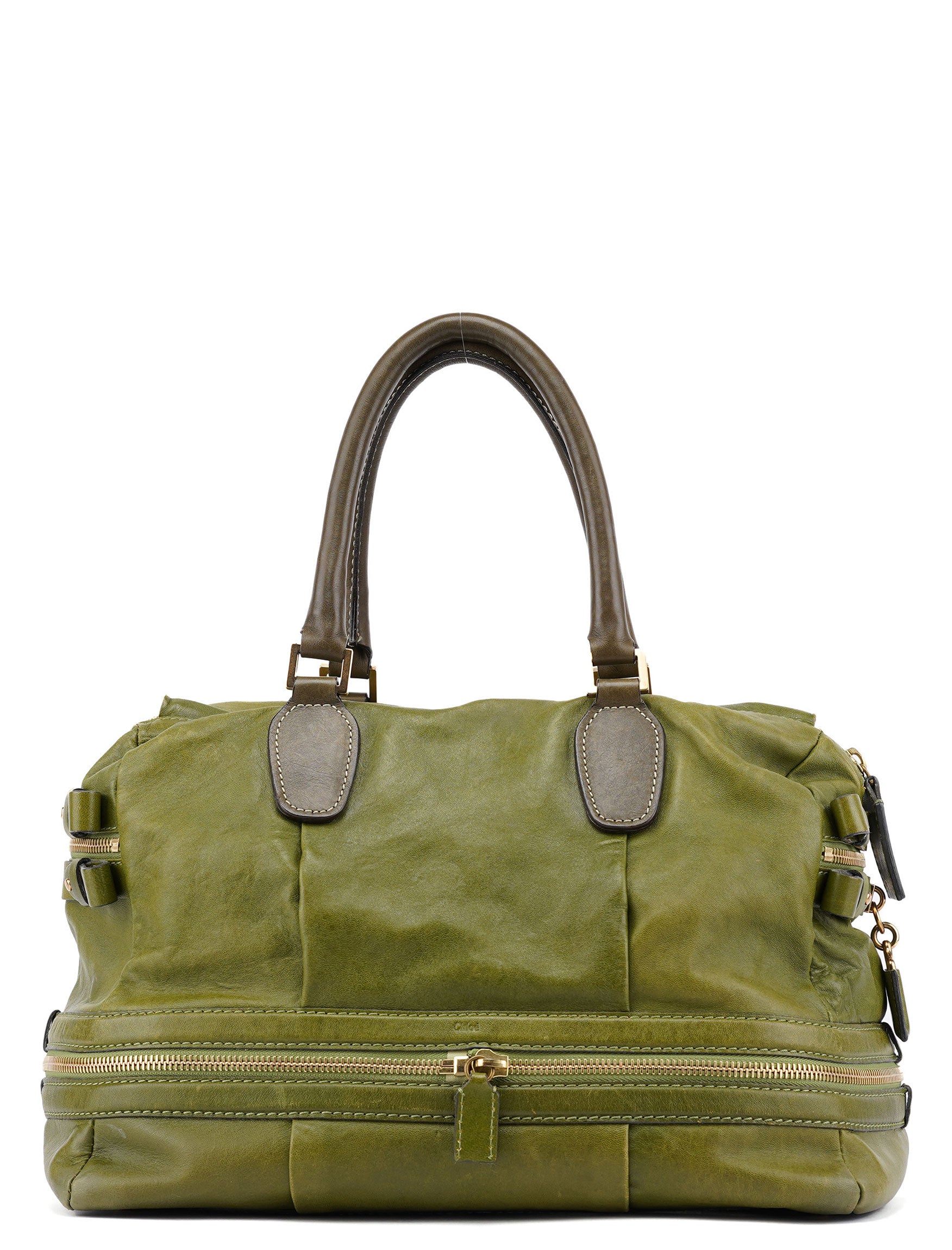 Green Leather Tote Bag