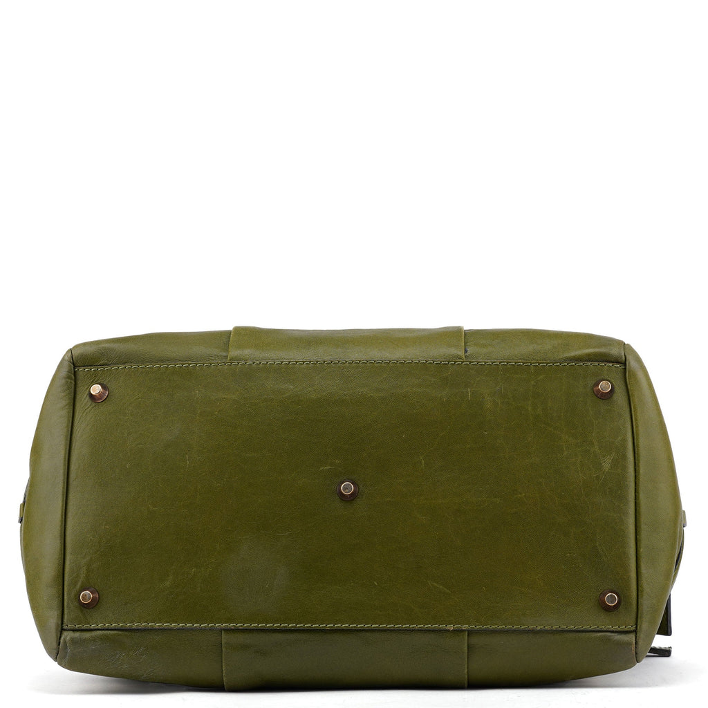 Green Leather Tote Bag