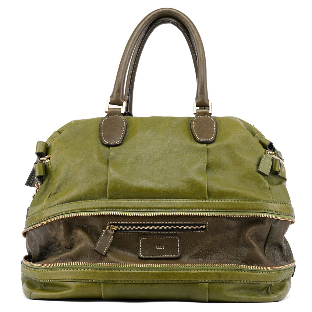 Green Leather Tote Bag