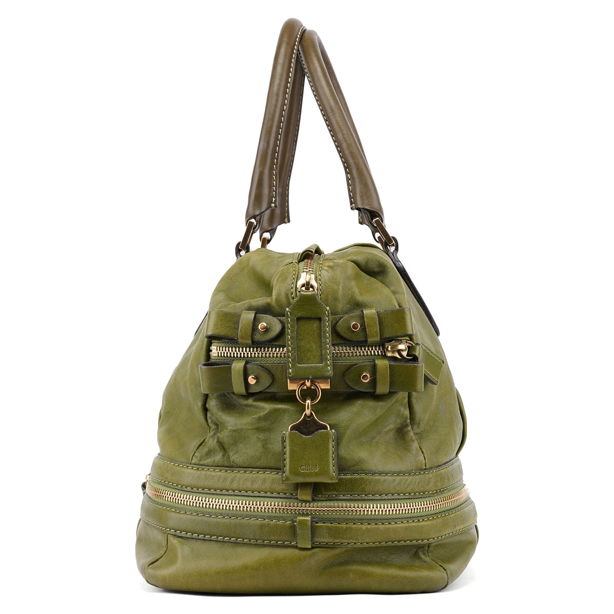 Green Leather Tote Bag