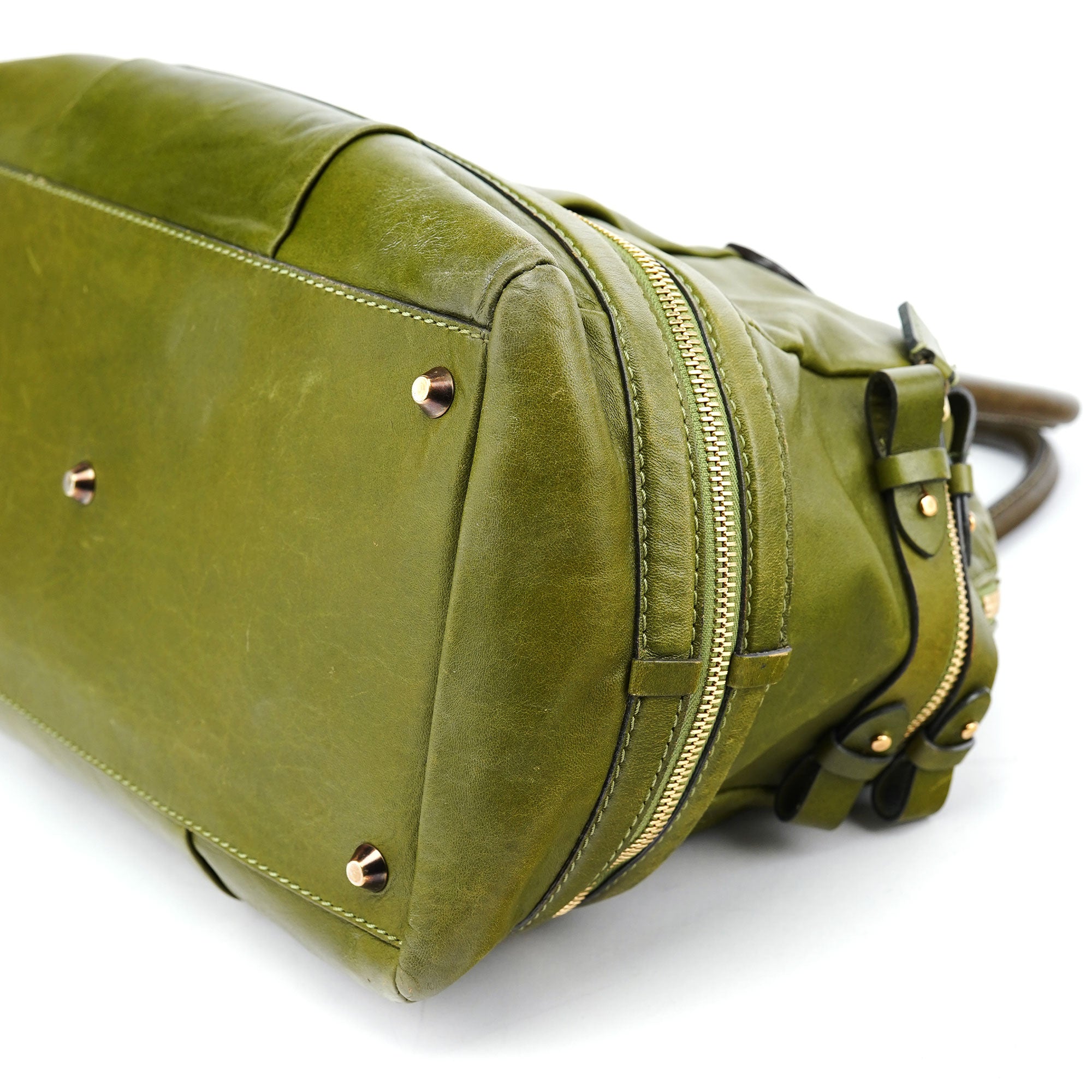 Green Leather Tote Bag