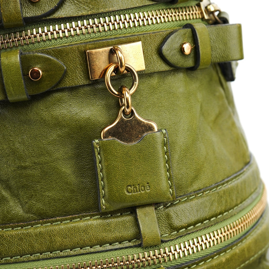 Green Leather Tote Bag