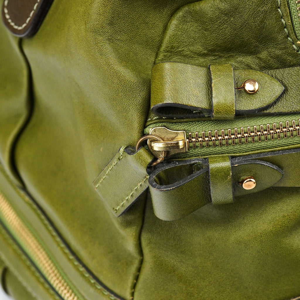 Green Leather Tote Bag