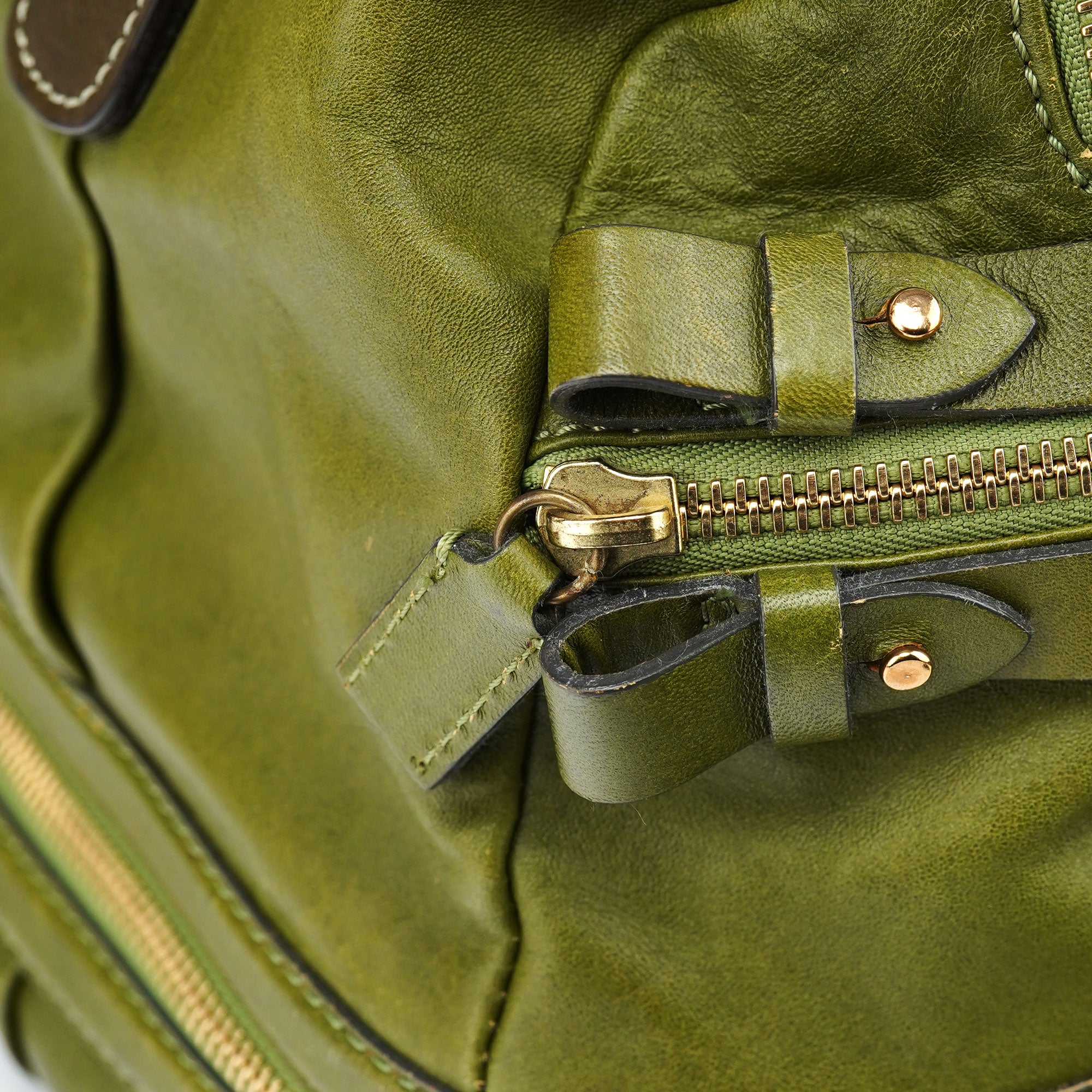 Green Leather Tote Bag