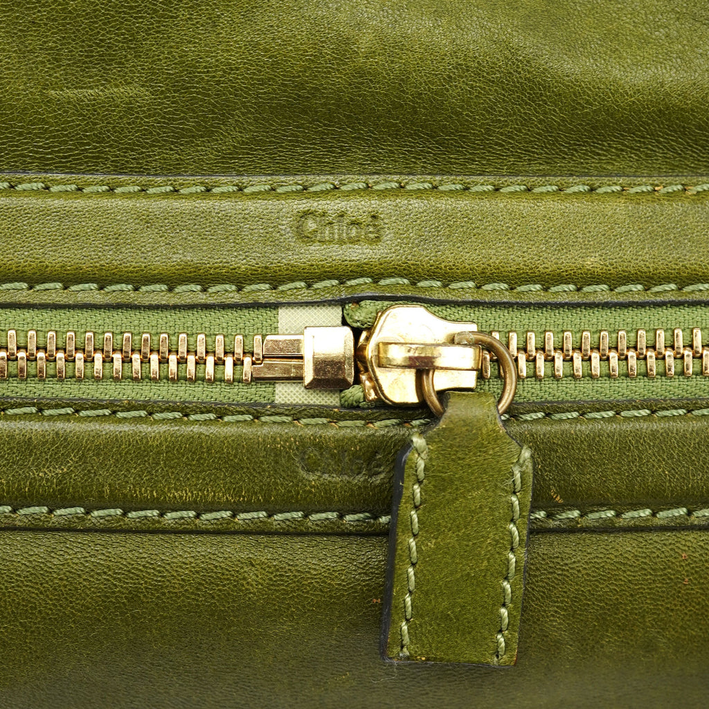 Green Leather Tote Bag