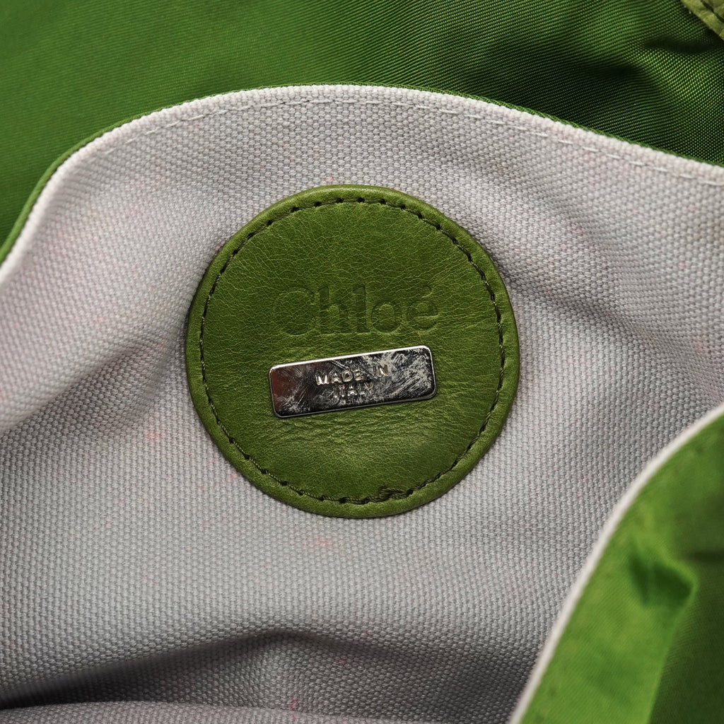 Green Nylon Logo Flap Shoulder Bag
