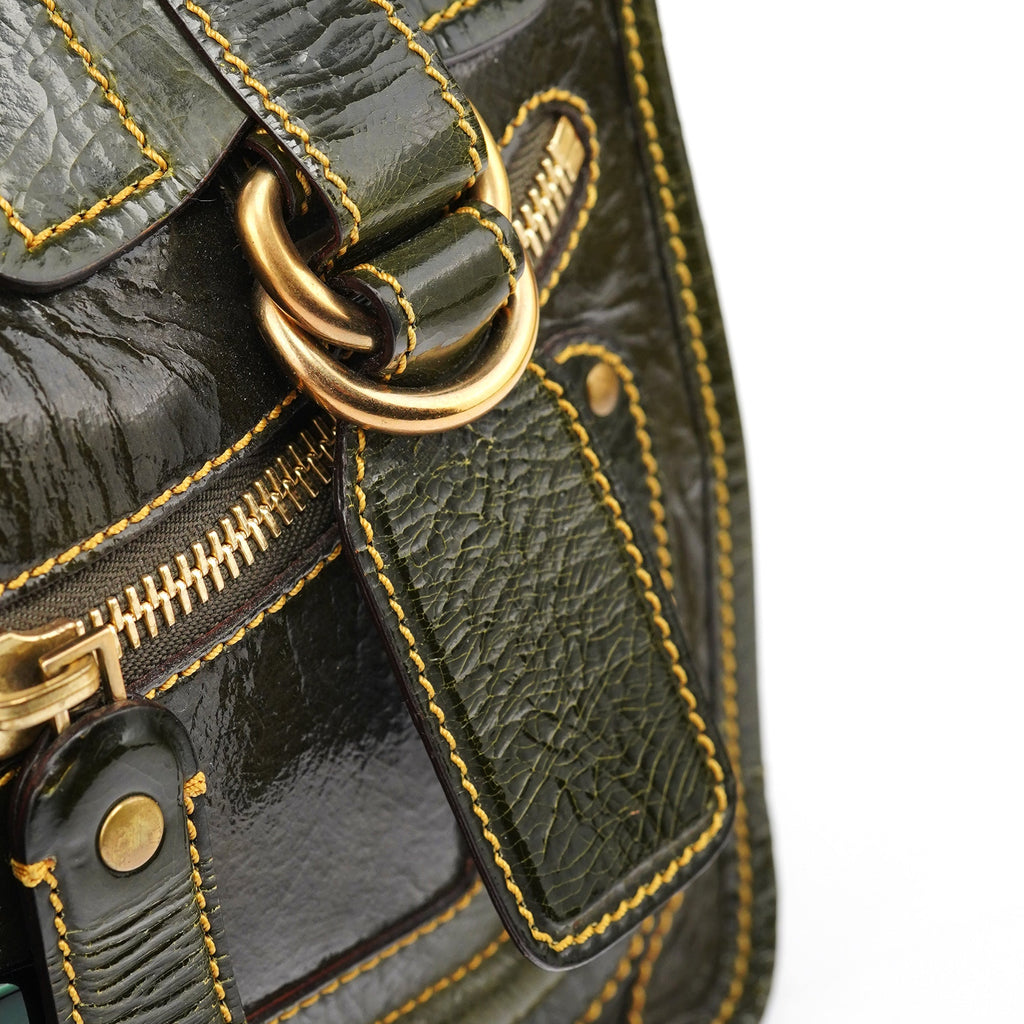 Green Patent Leather Bay 2-Way Bag