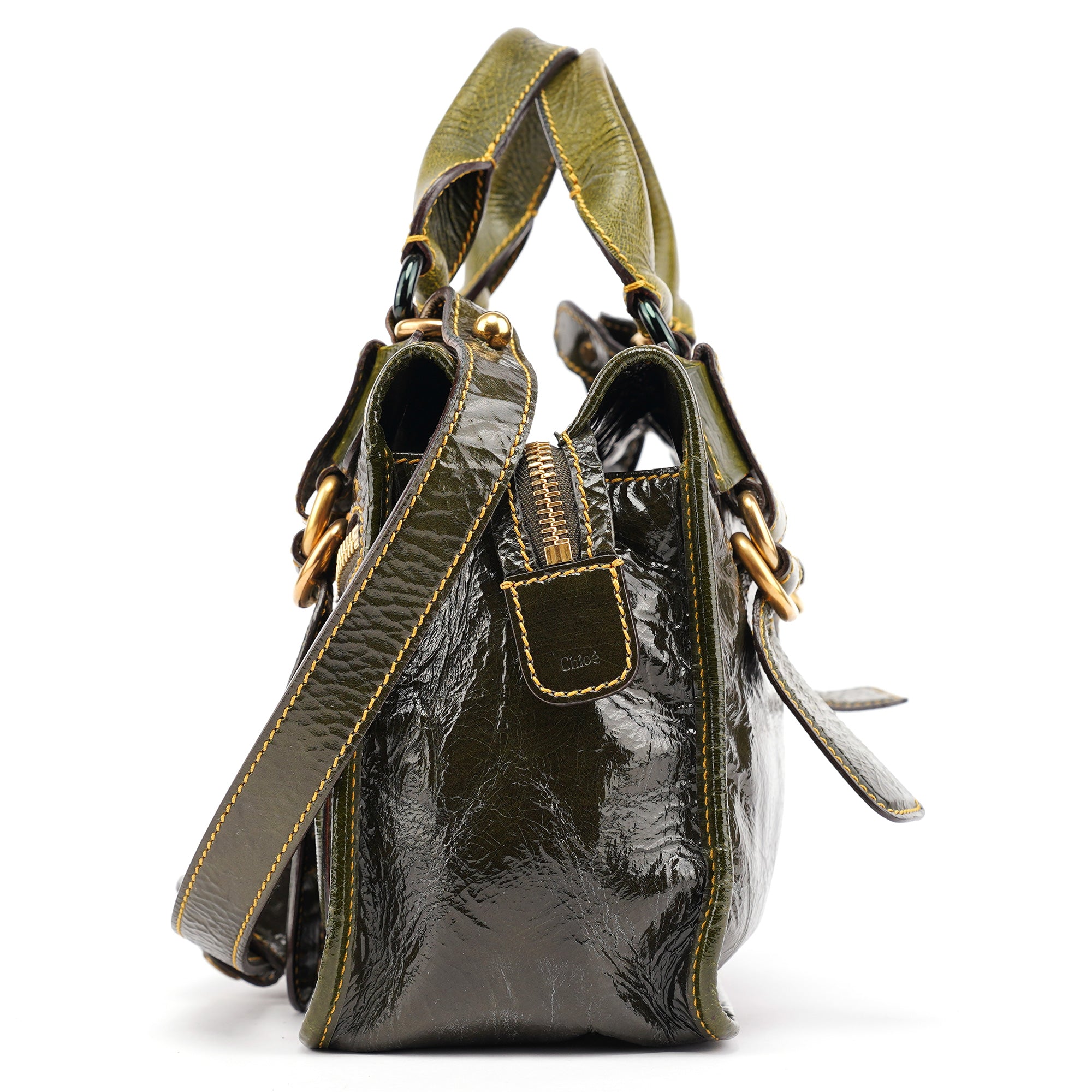 Green Patent Leather Bay 2-Way Bag