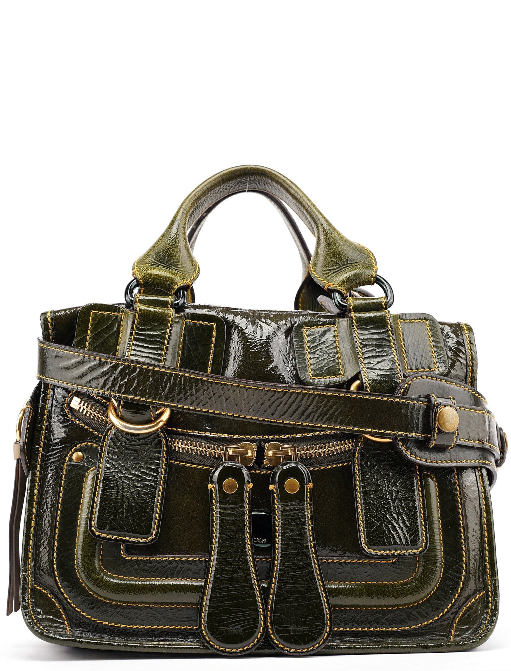 Green Patent Leather Bay 2-Way Bag