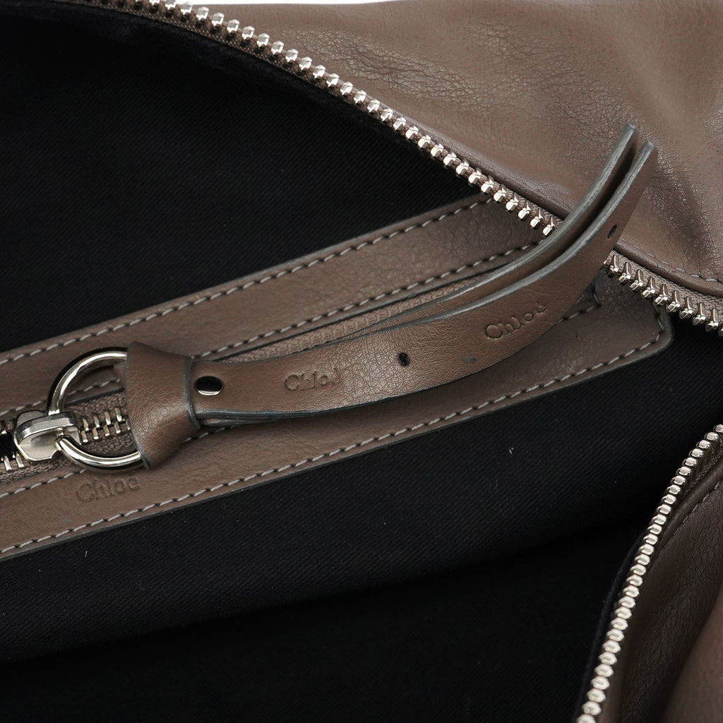Greige Leather Eclipse Boston Bag