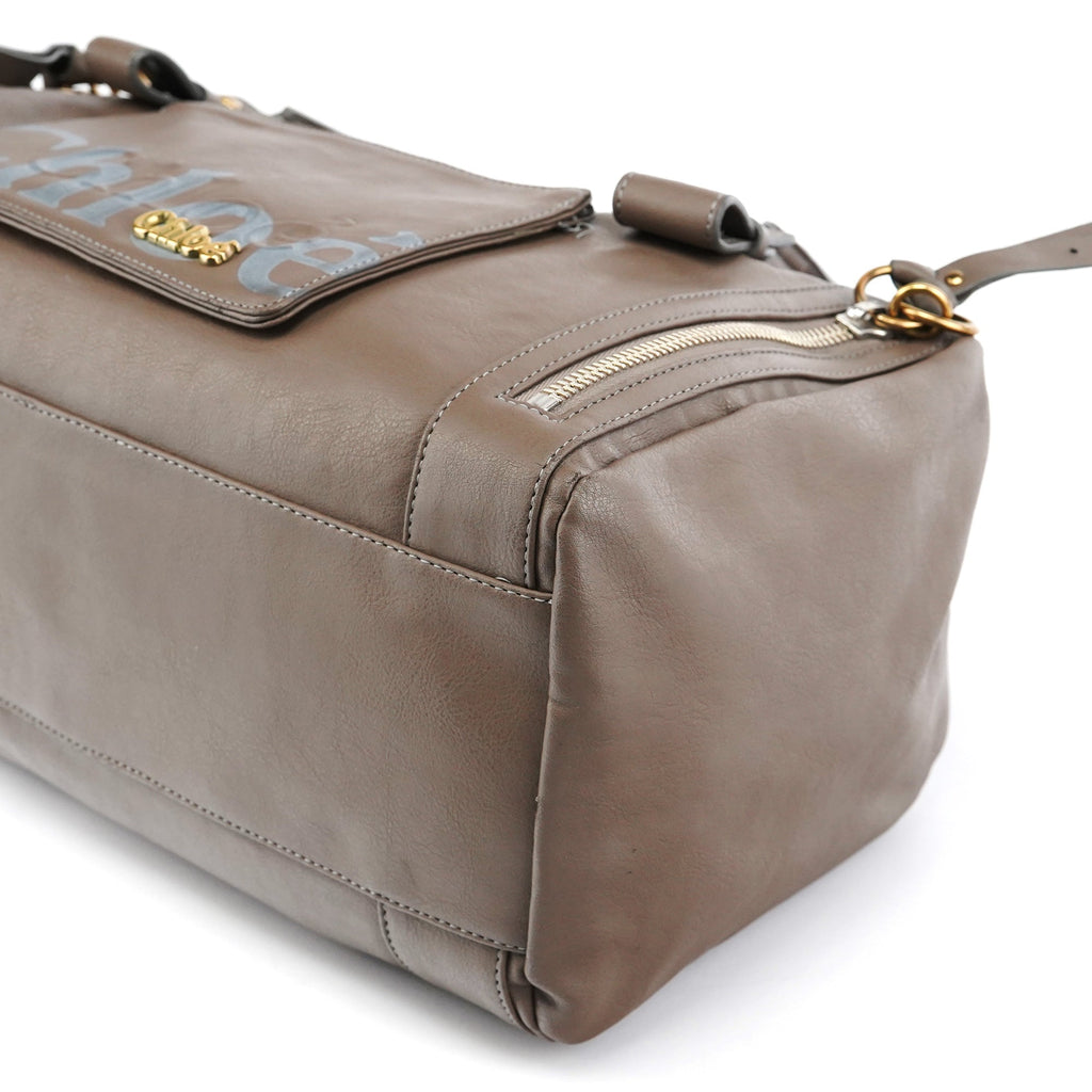 Greige Leather Eclipse Boston Bag