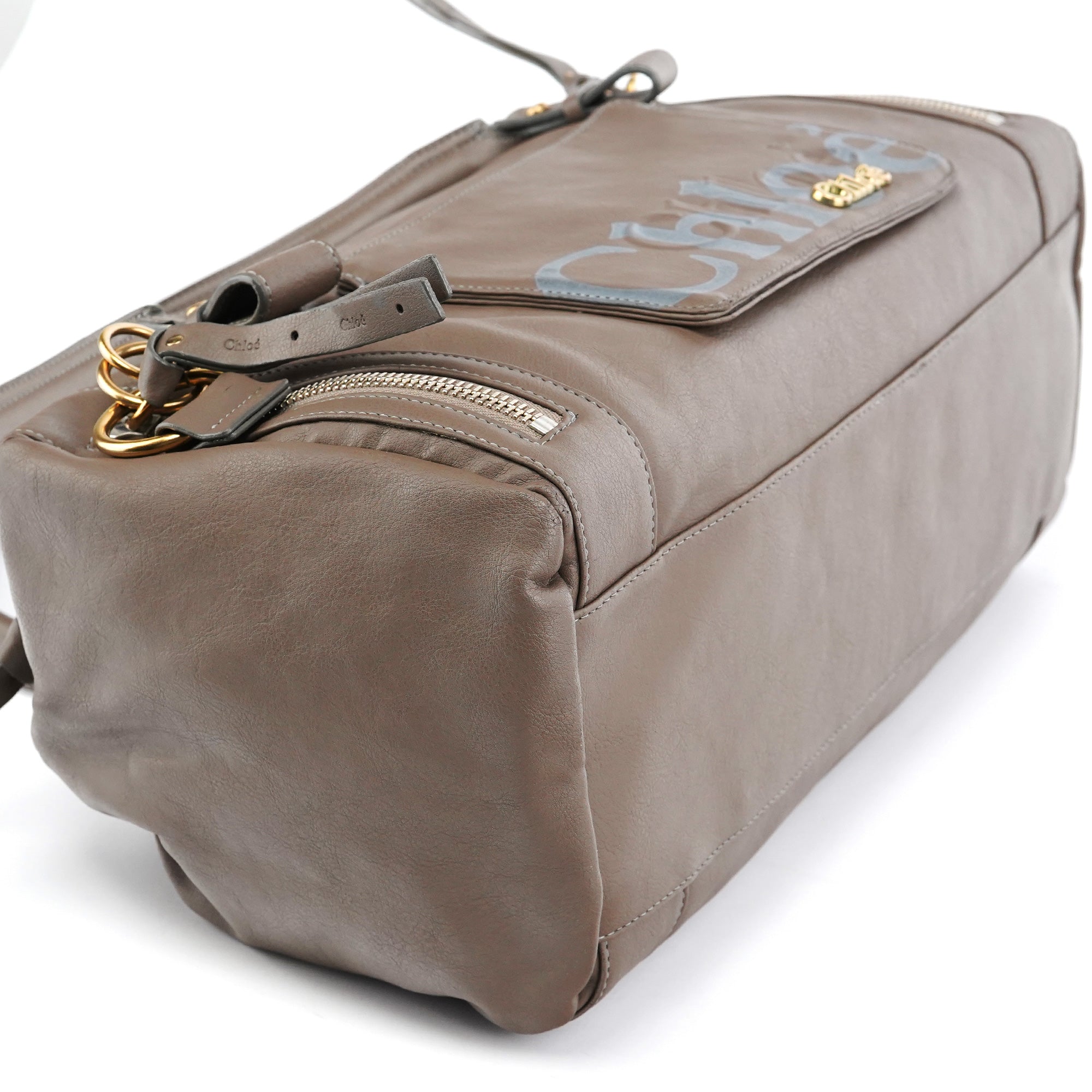 Greige Leather Eclipse Boston Bag