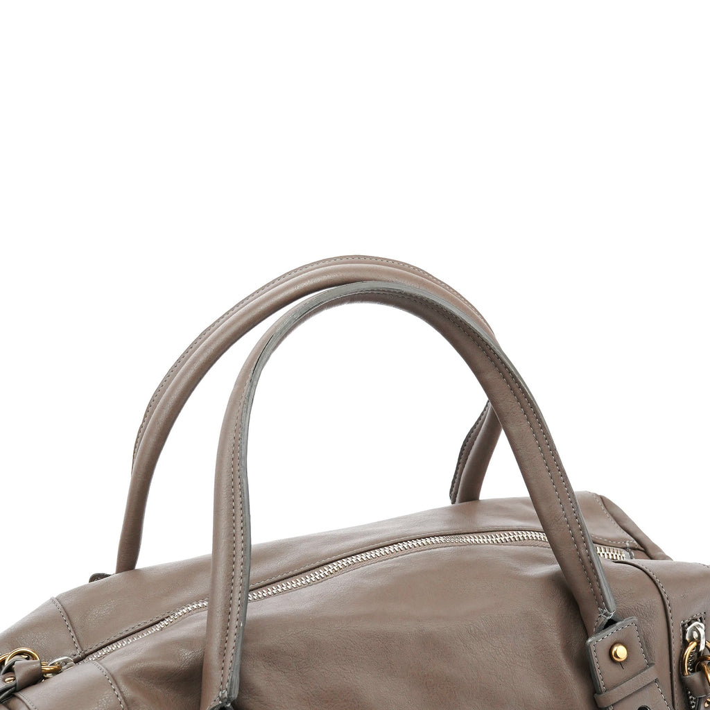 Greige Leather Eclipse Boston Bag