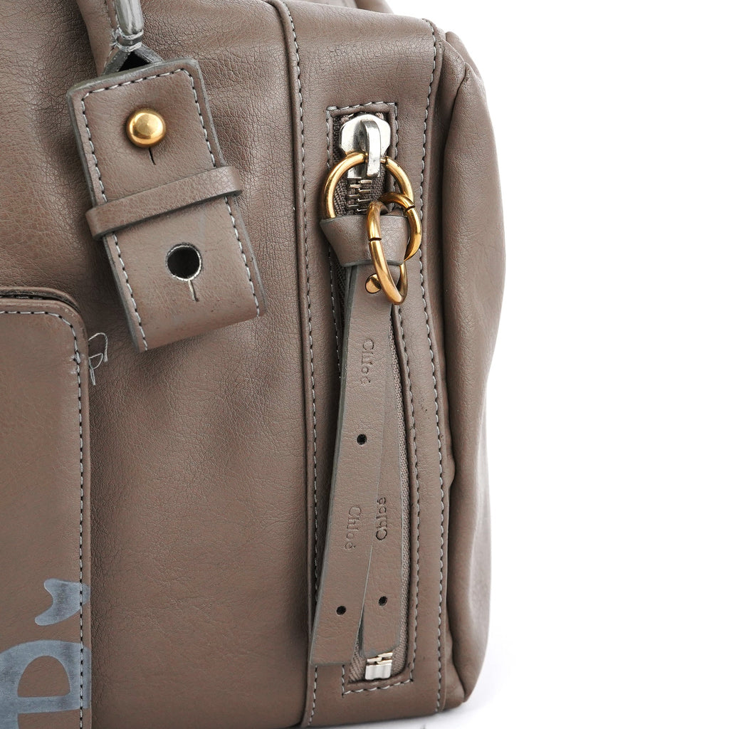 Greige Leather Eclipse Boston Bag