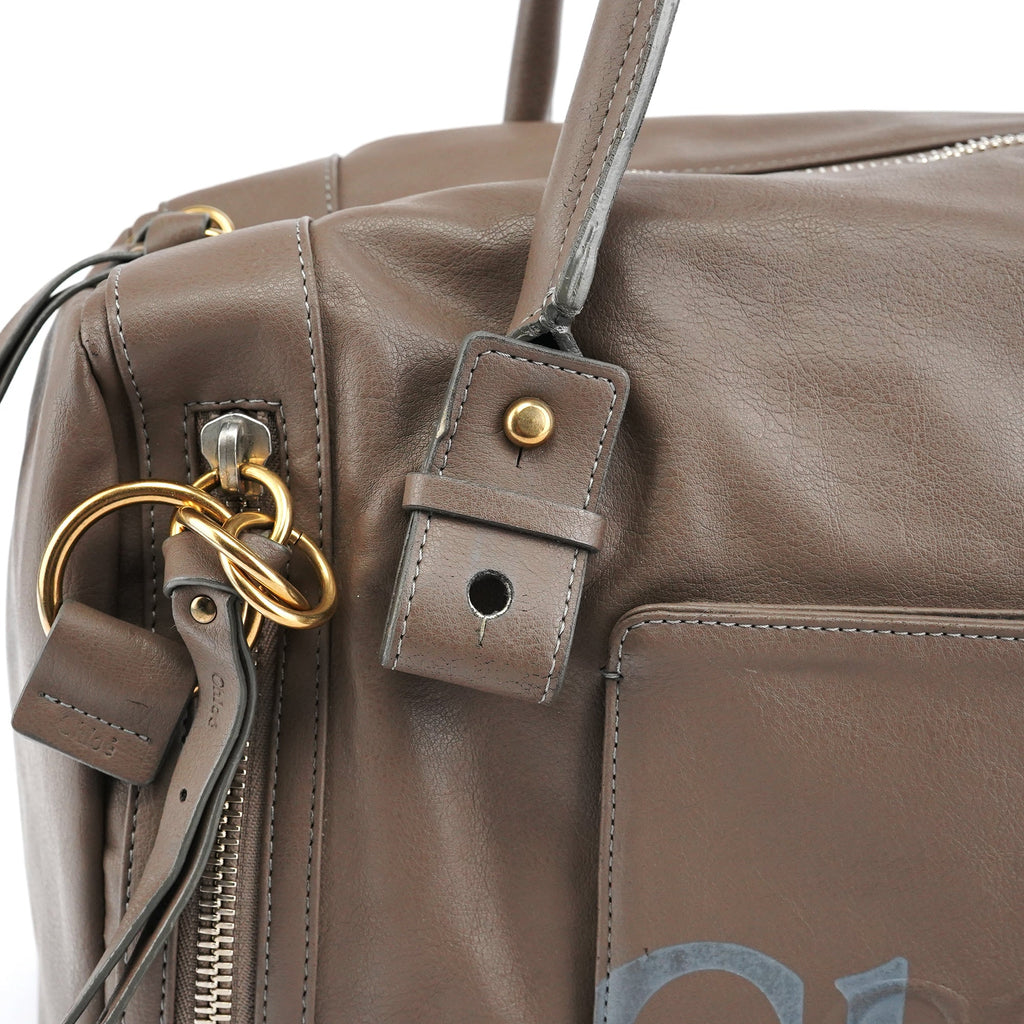 Greige Leather Eclipse Boston Bag