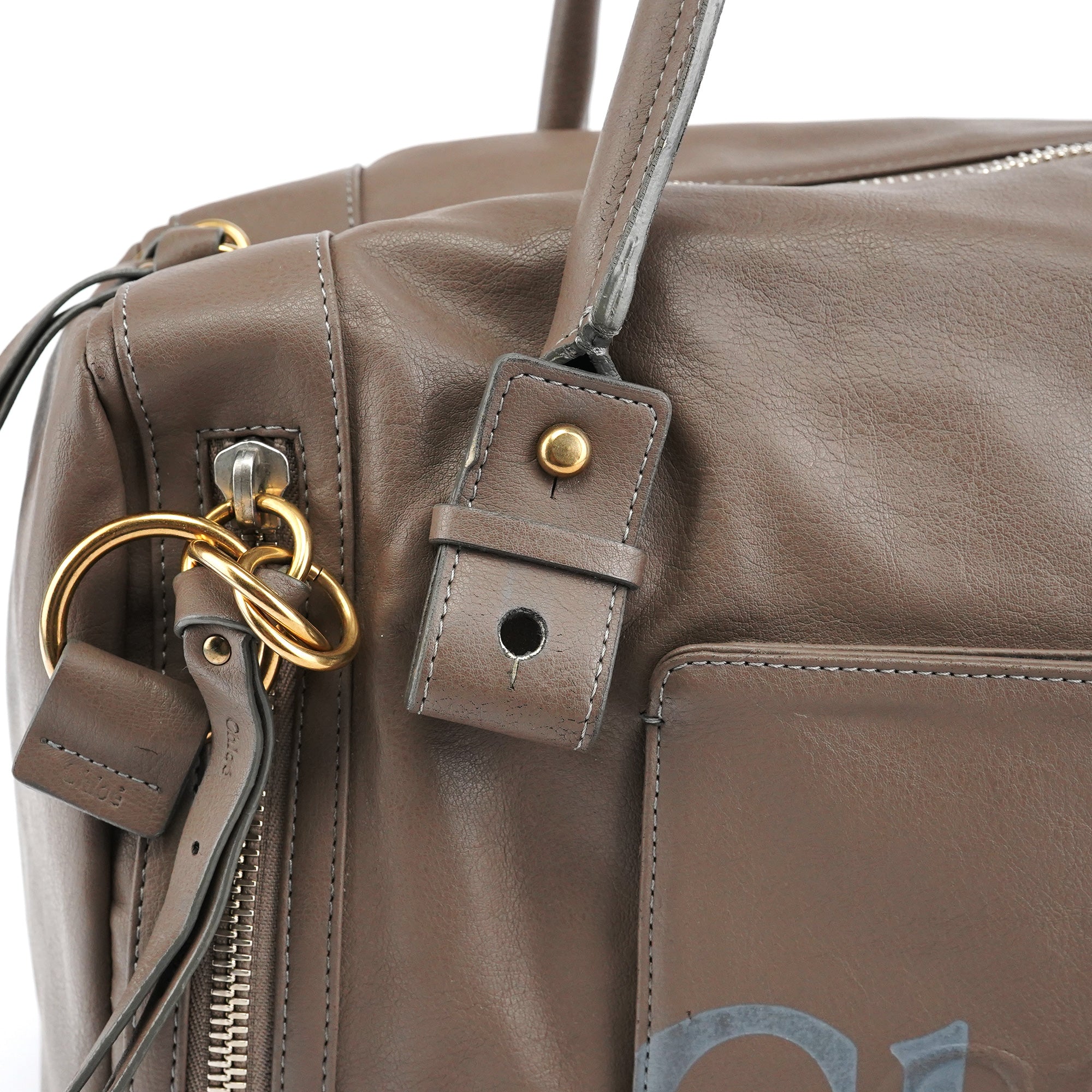 Greige Leather Eclipse Boston Bag