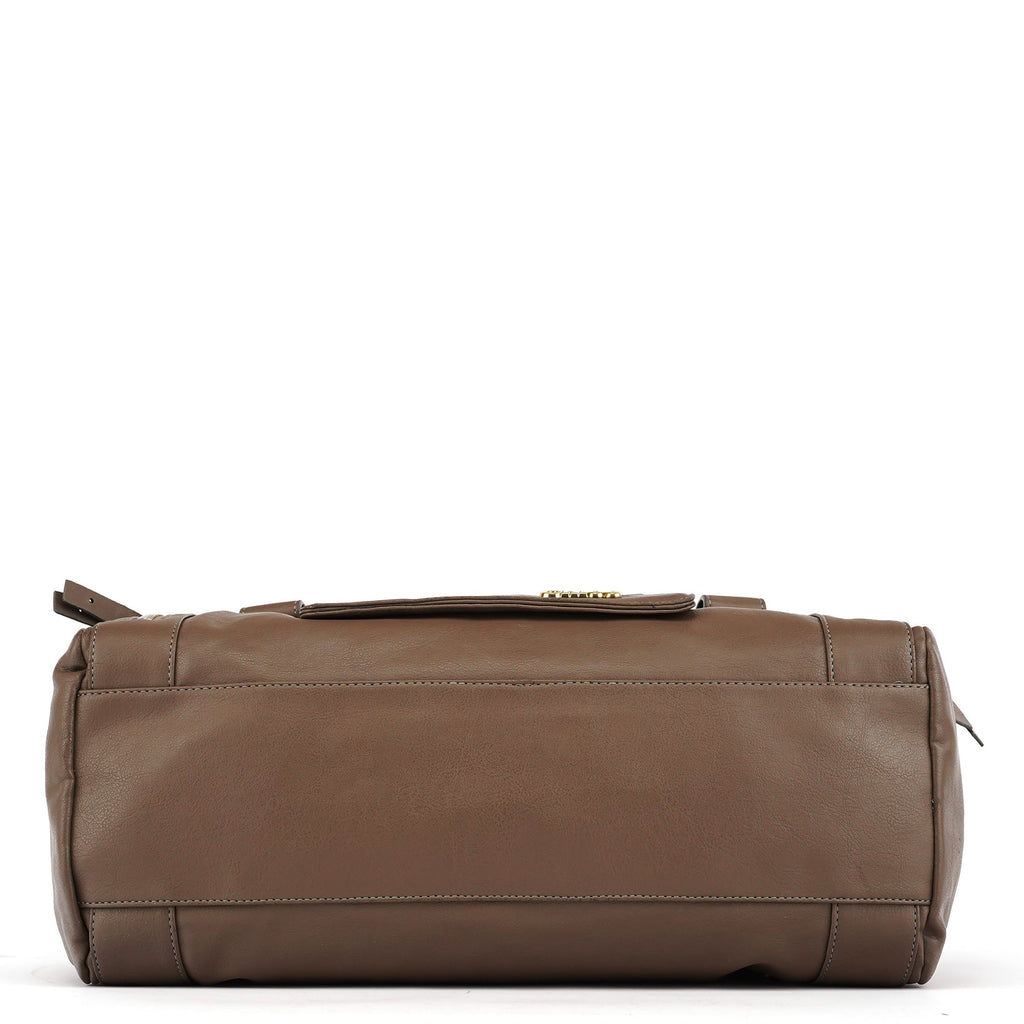 Greige Leather Eclipse Boston Bag