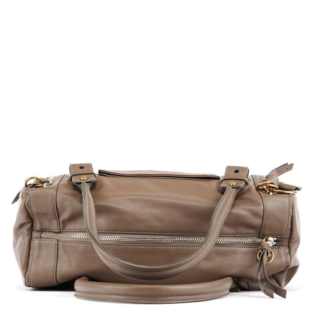 Greige Leather Eclipse Boston Bag