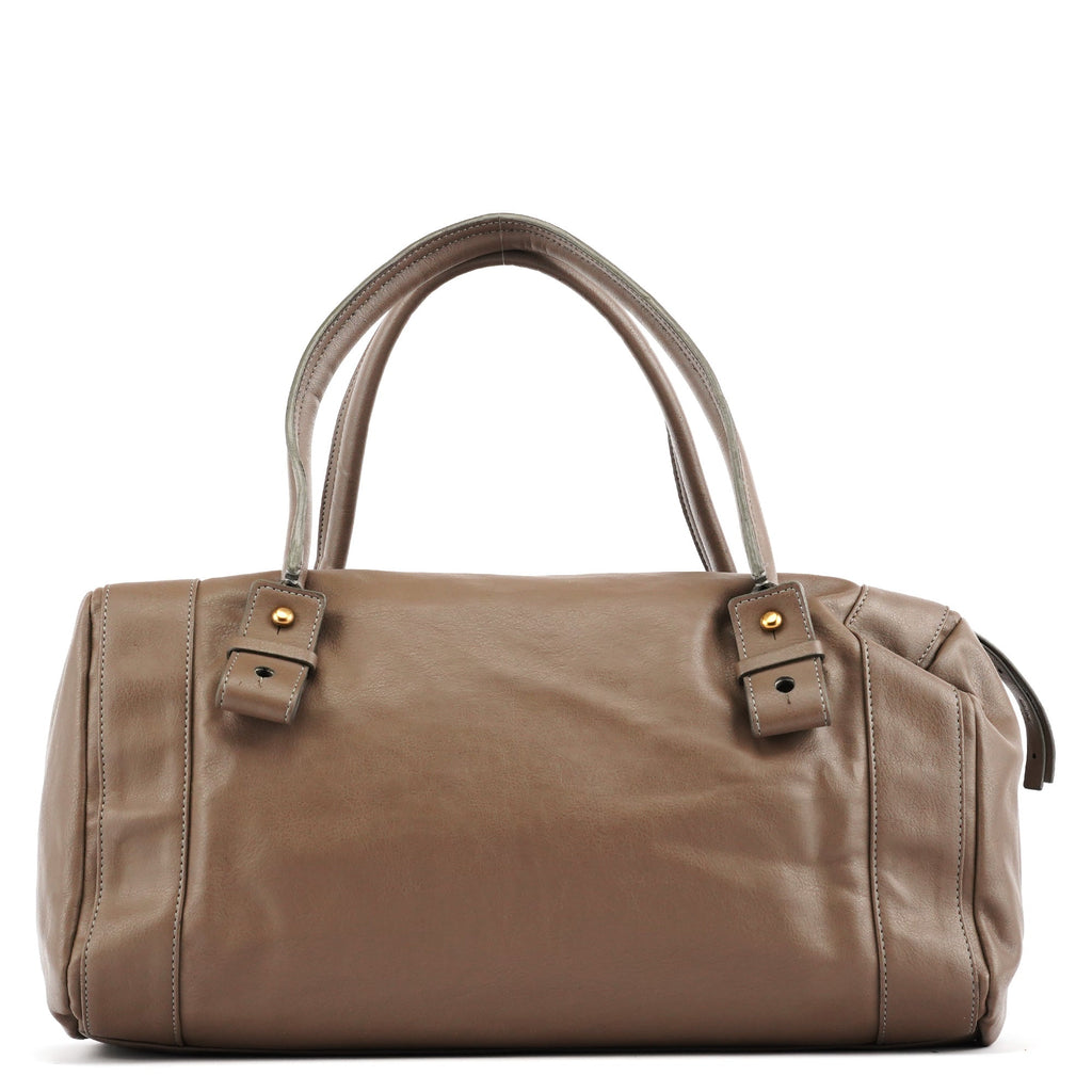 Greige Leather Eclipse Boston Bag