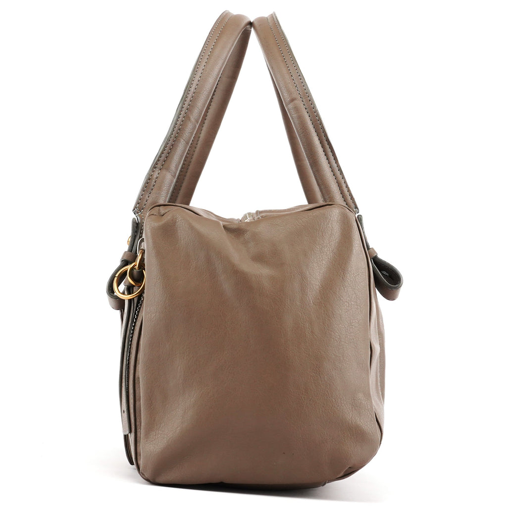 Greige Leather Eclipse Boston Bag