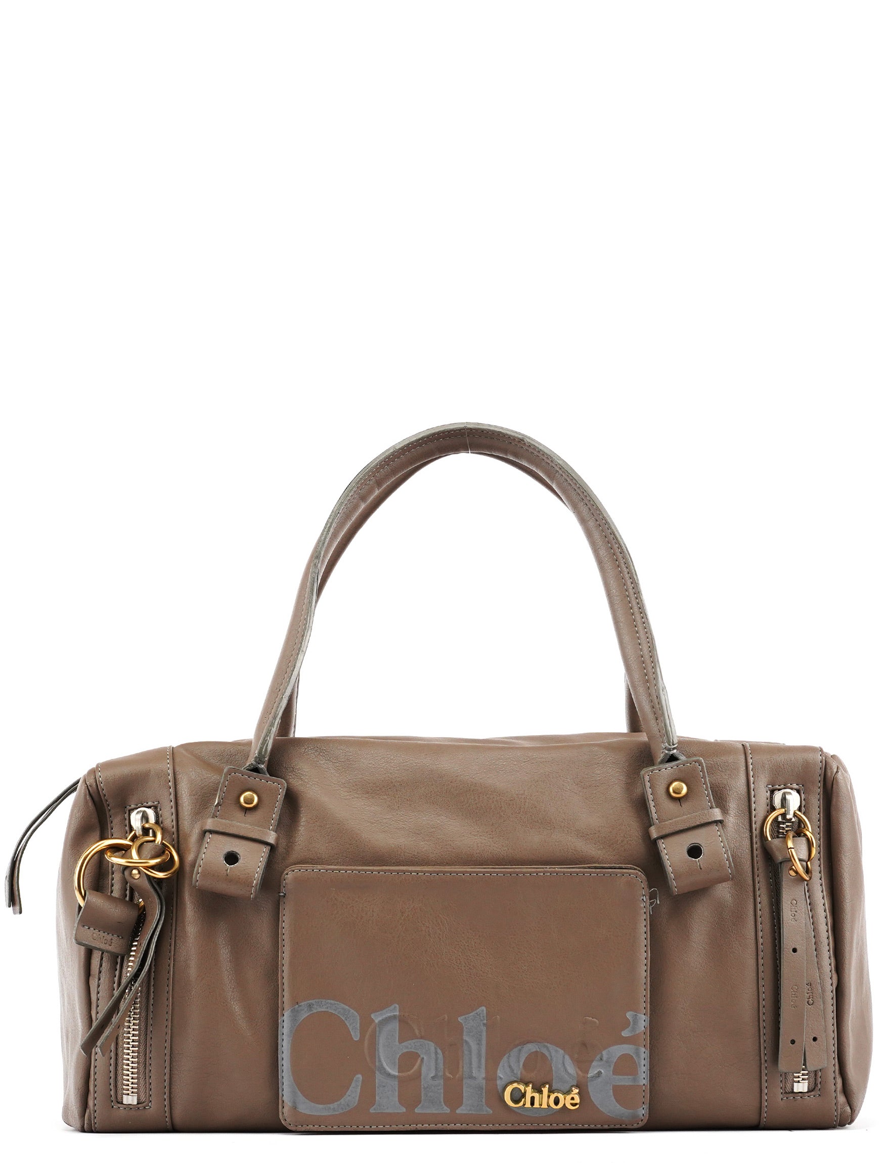 Greige Leather Eclipse Boston Bag