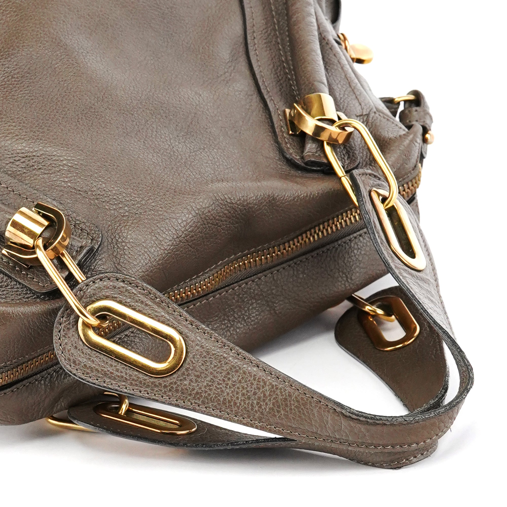Greige Leather Paraty 2-Way Bag