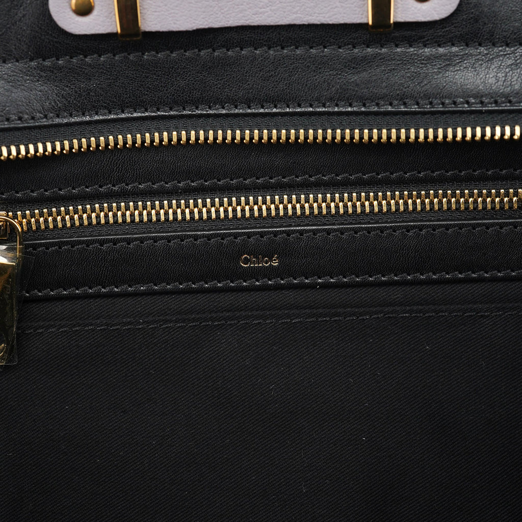Grey Black Calfskin Leather Tote Bag