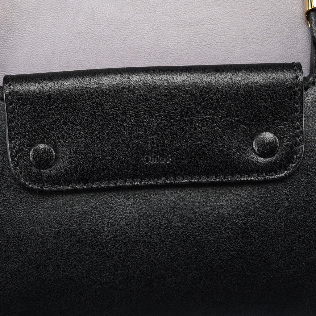 Grey Black Calfskin Leather Tote Bag
