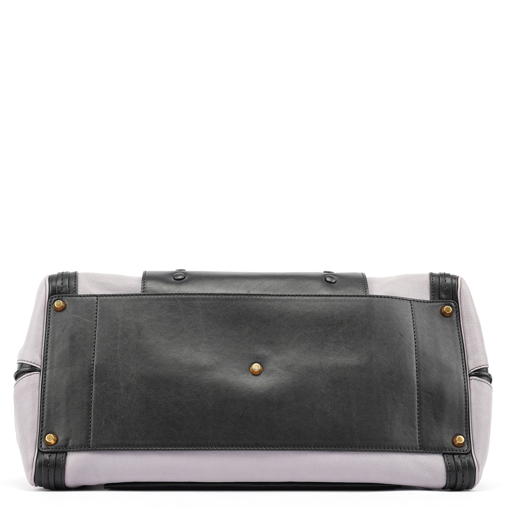 Grey Black Calfskin Leather Tote Bag
