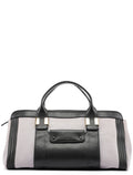 Grey Black Calfskin Leather Tote Bag