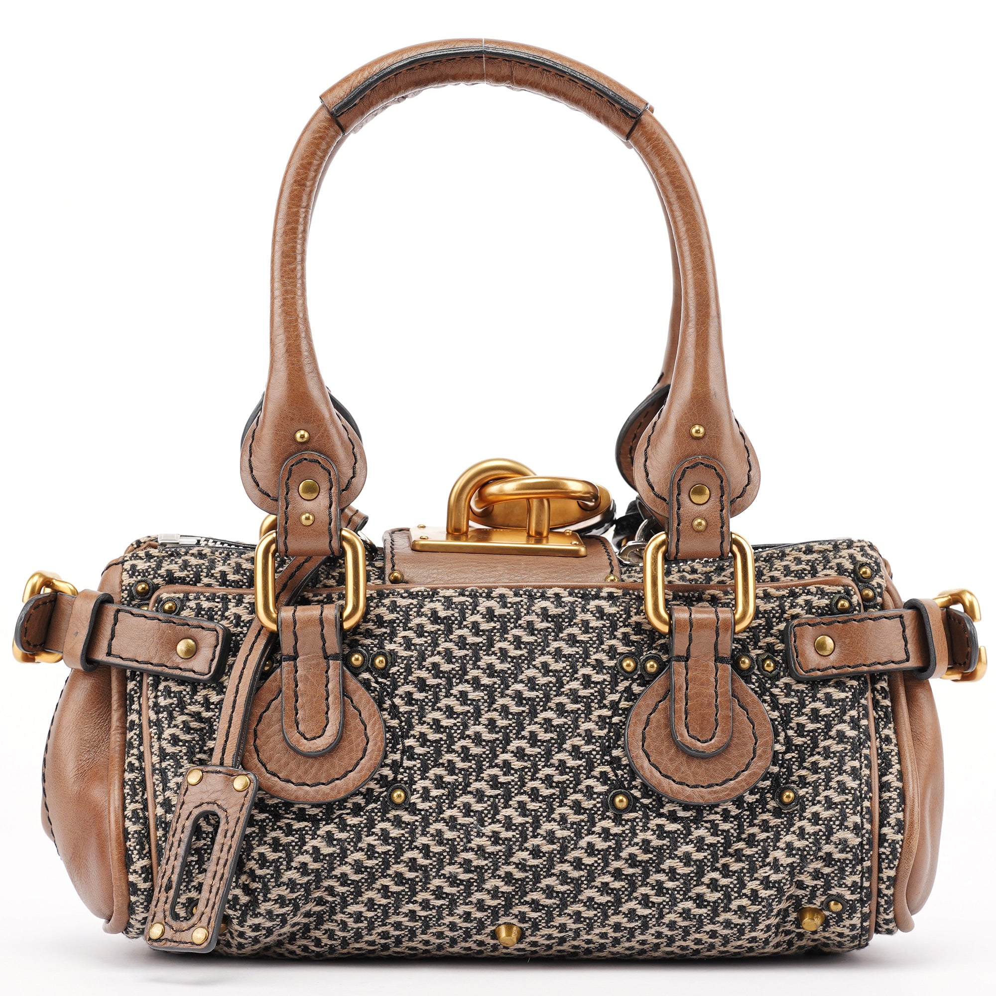 Grey Brown Tweed Paddington Shoulder Bag