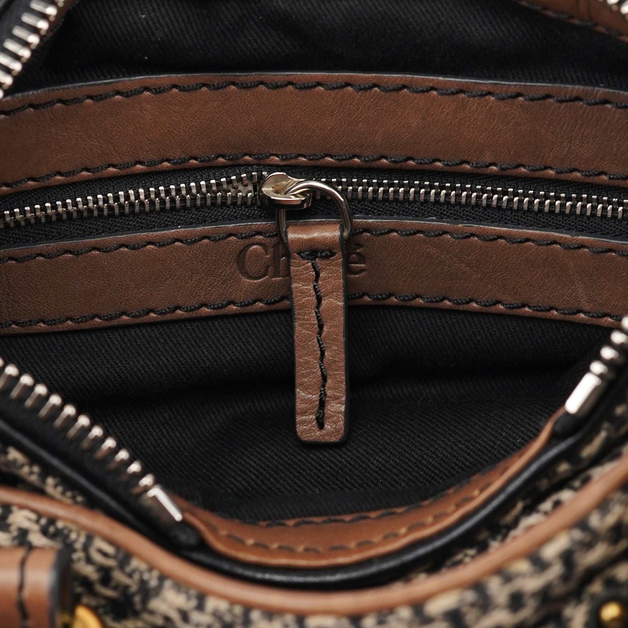 Grey Brown Tweed Paddington Shoulder Bag