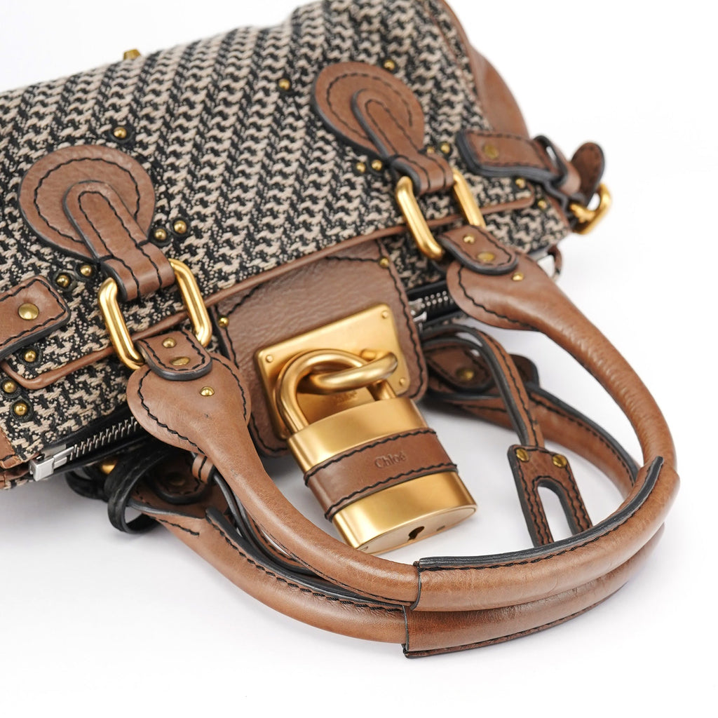 Grey Brown Tweed Paddington Shoulder Bag